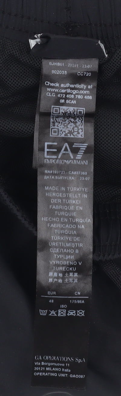 Emporio Armani EA7 Men's Black Athletic Shorts Size M Elastic Waist Quick Dry