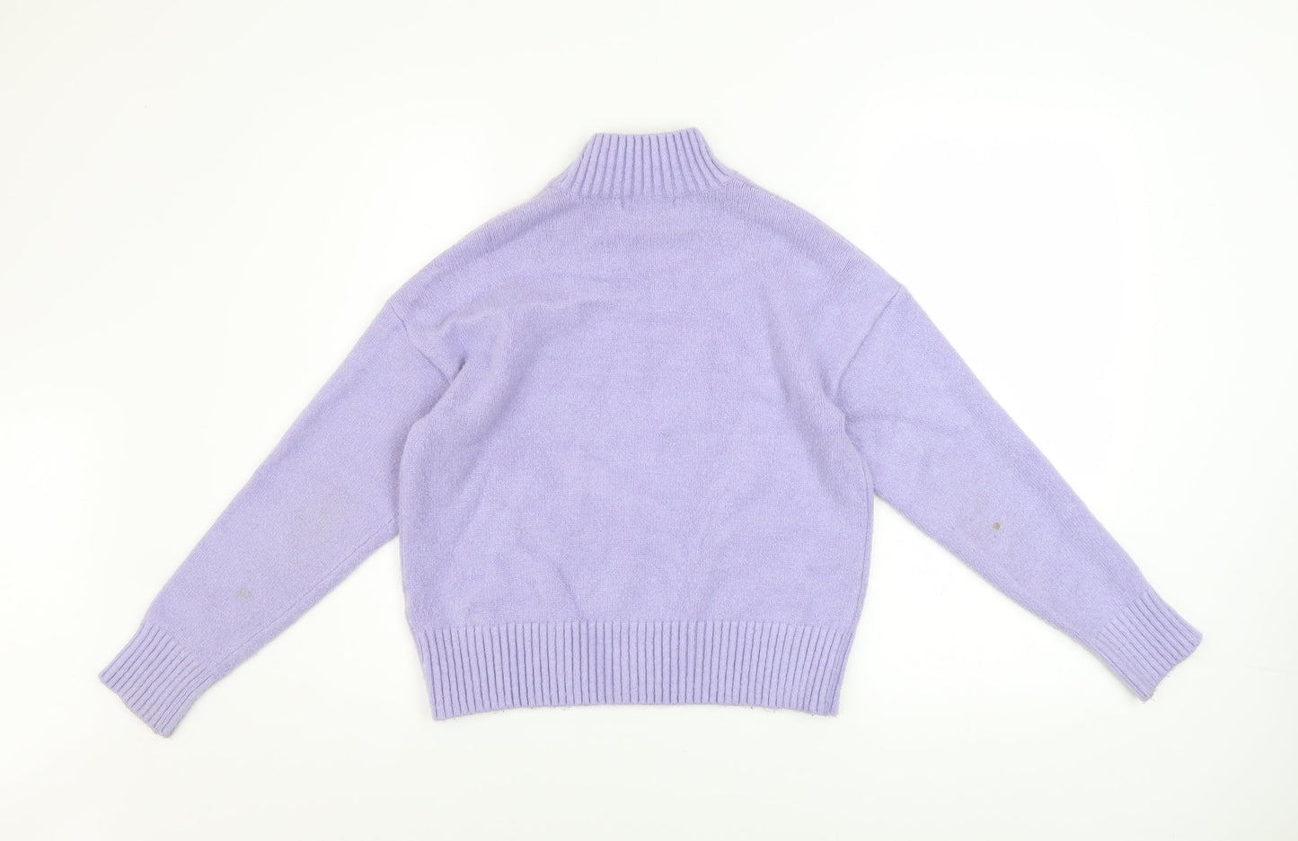 Bershka Women’s Lavender Mock Neck Knit Jumper Size S Acrylic Blend