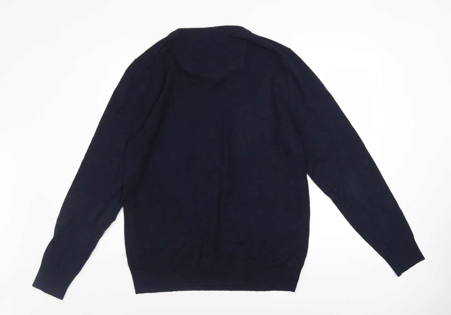 Fat Face Men's Blue Cotton Cashmere V-Neck Jumper Size L