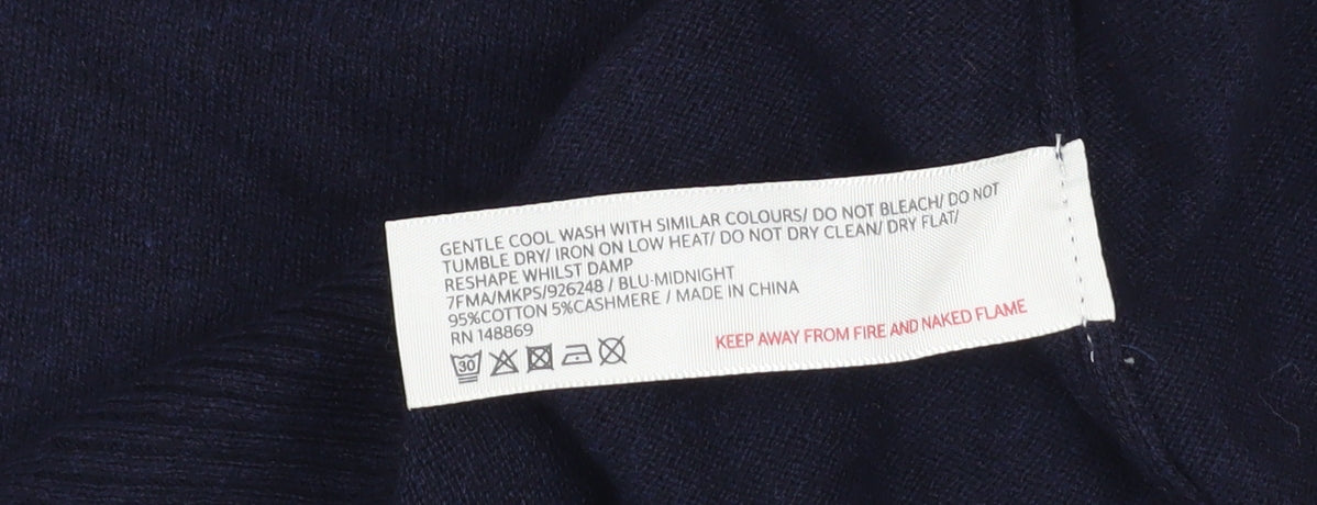 Fat Face Men's Blue Cotton Cashmere V-Neck Jumper Size L