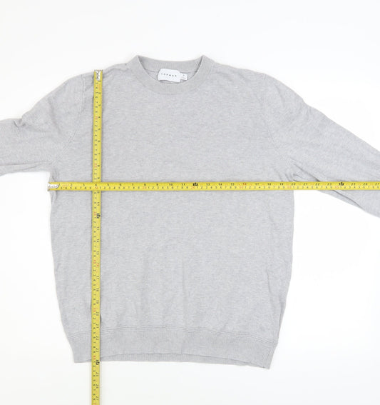 Topman Men's Grey Cotton Crew Neck Pullover Jumper M