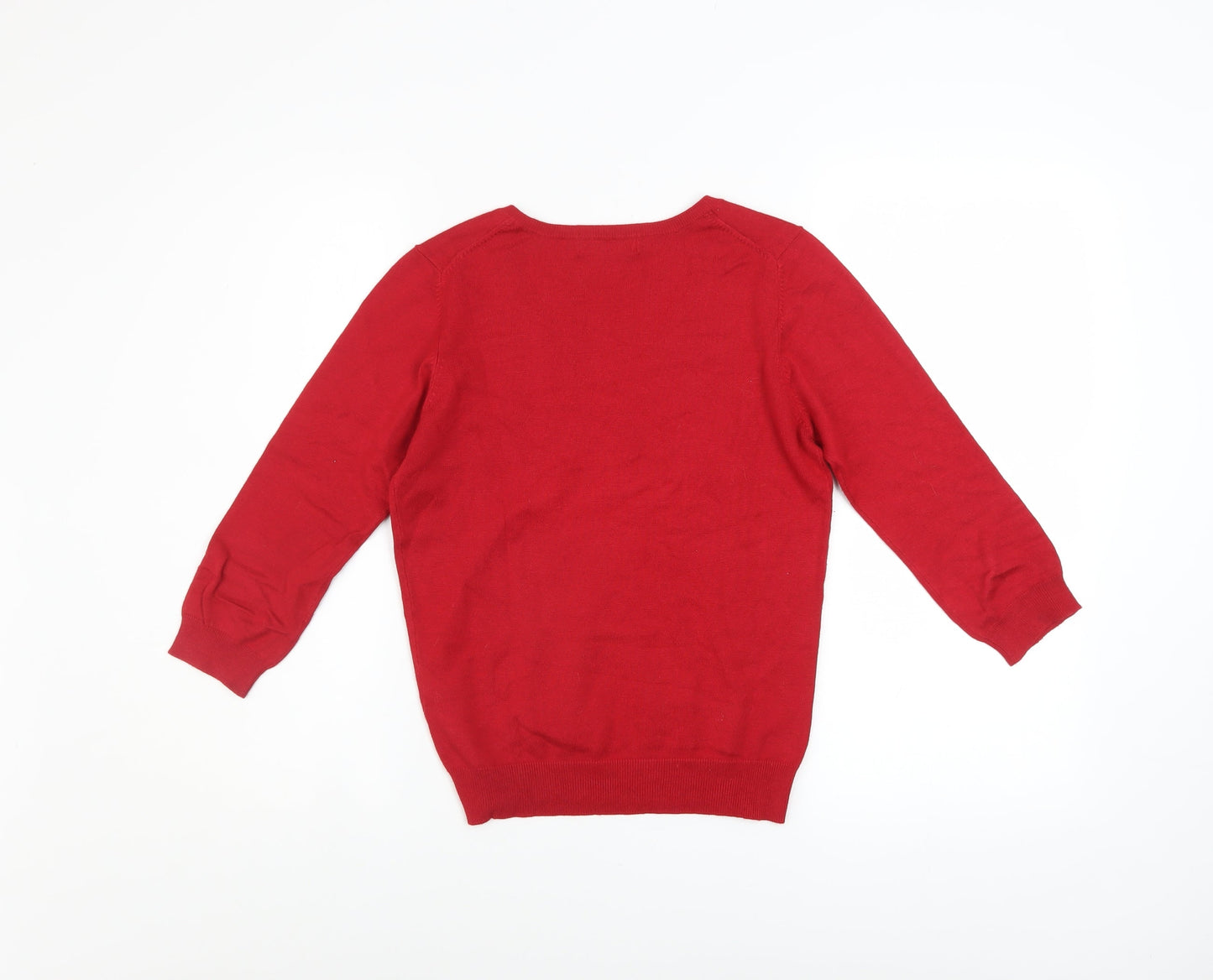 Marks and Spencer Women's Red V-Neck Rhinestone Pullover Jumper UK 10