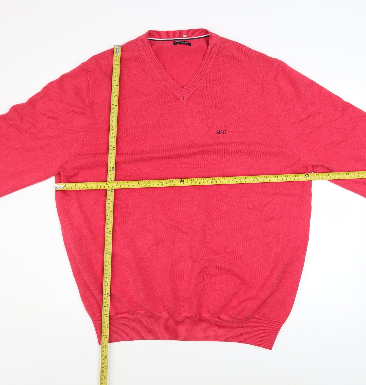 McGregor Men's Red 2XL V-Neck Cotton Blend Jumper