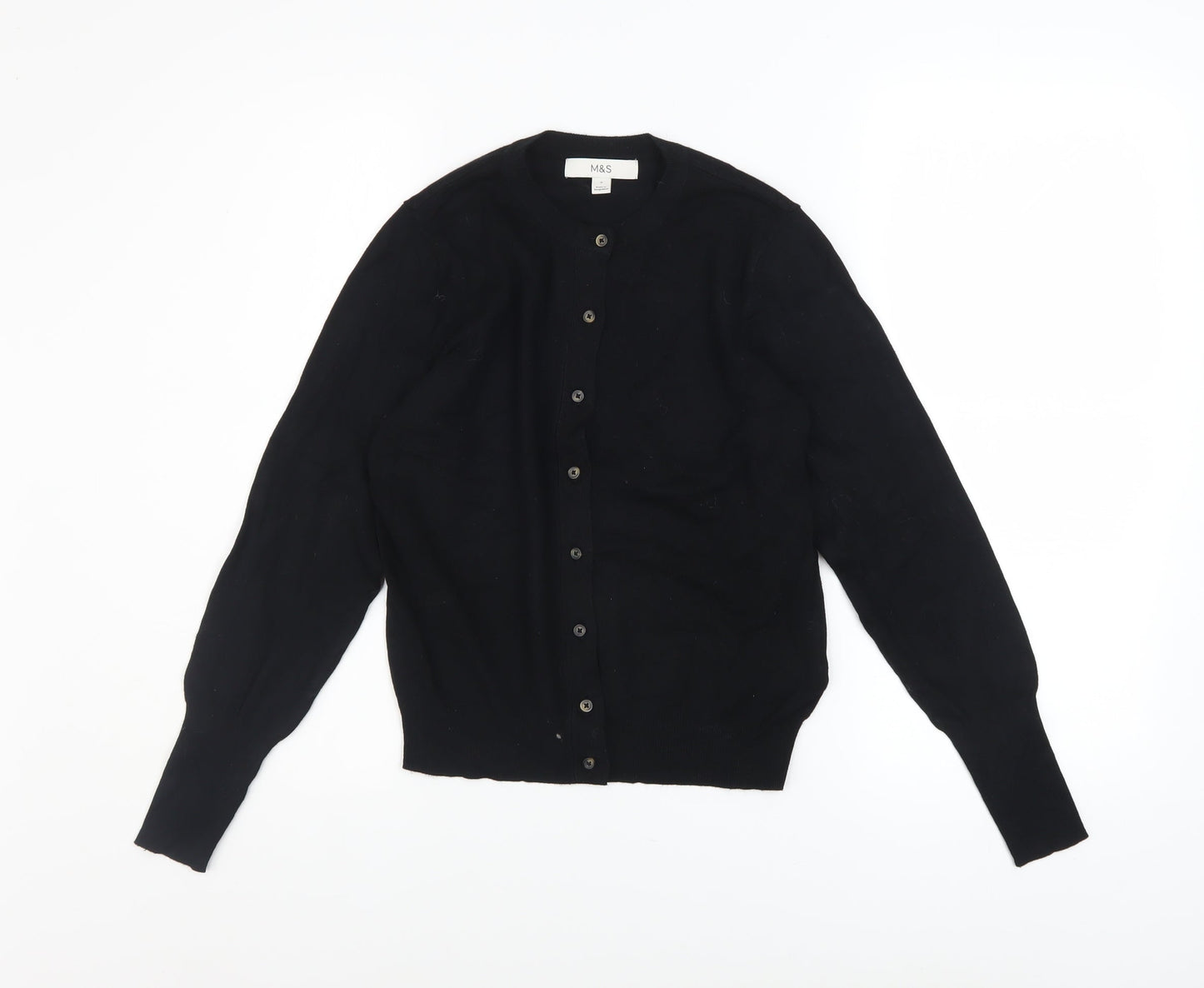 Marks and Spencer Women's Black Crew Neck Cardigan Size 8