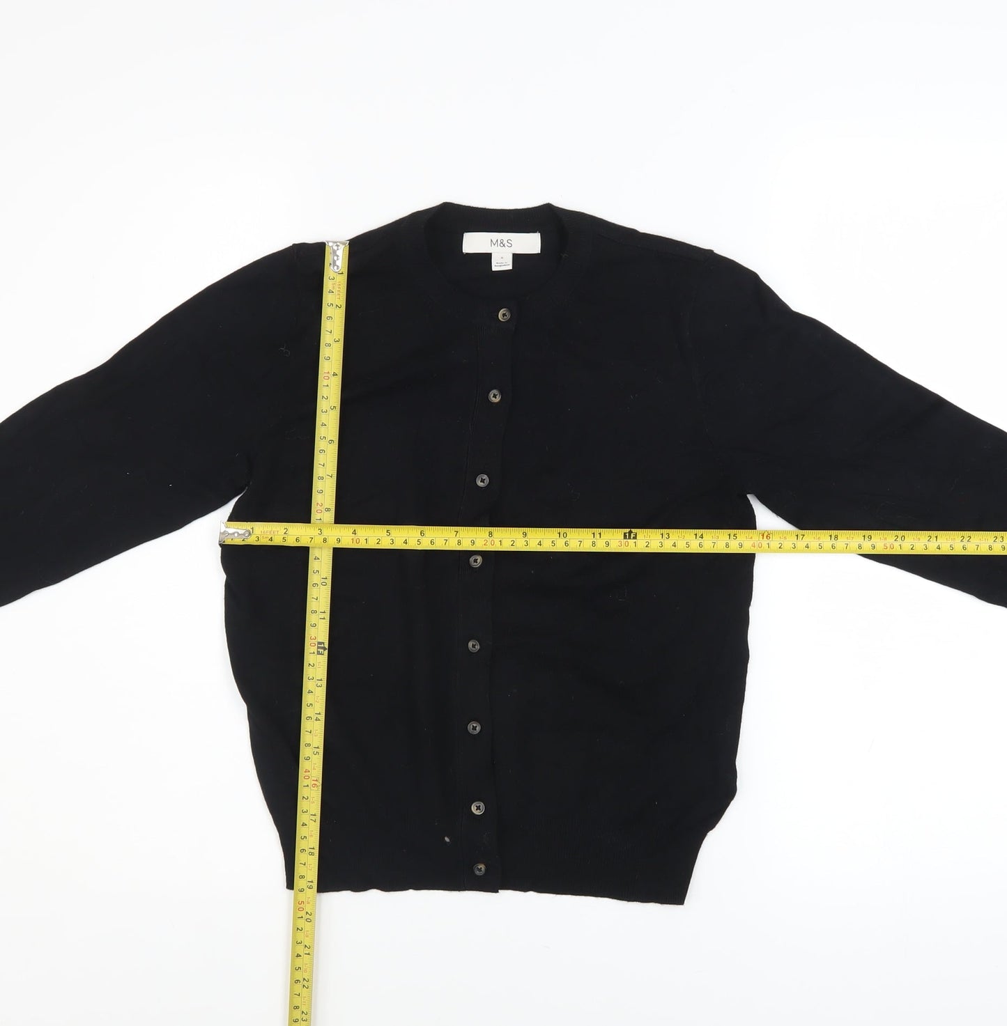 Marks and Spencer Women's Black Crew Neck Cardigan Size 8