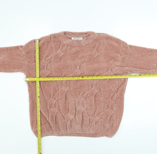 Salvo Green Women Pink Cable-Knit Pullover Jumper XL