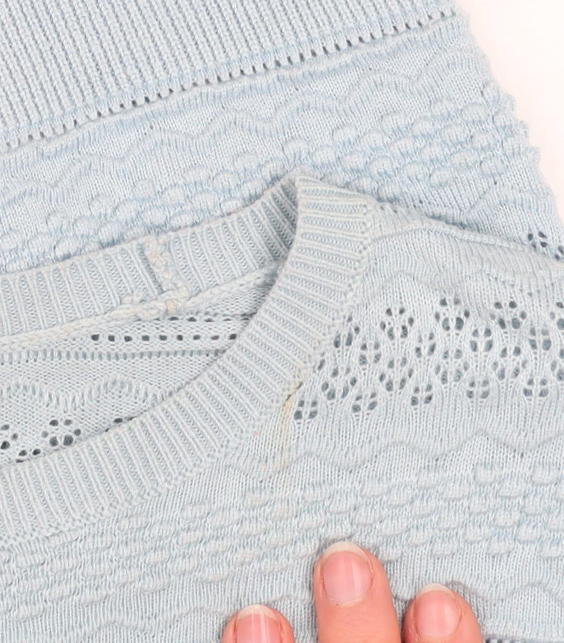 Warehouse Women's Blue Crew Neck Knit Jumper Size 8