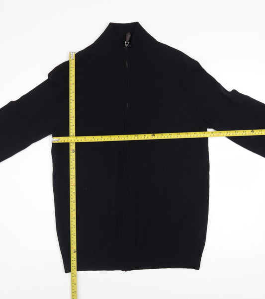 John Partridge Men’s Black Wool Zip Jacket Size L Classic Knit
