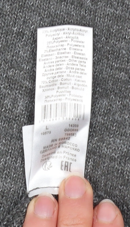 RR Women’s Grey V-Neck Knit Jumper Lace Detail Size L
