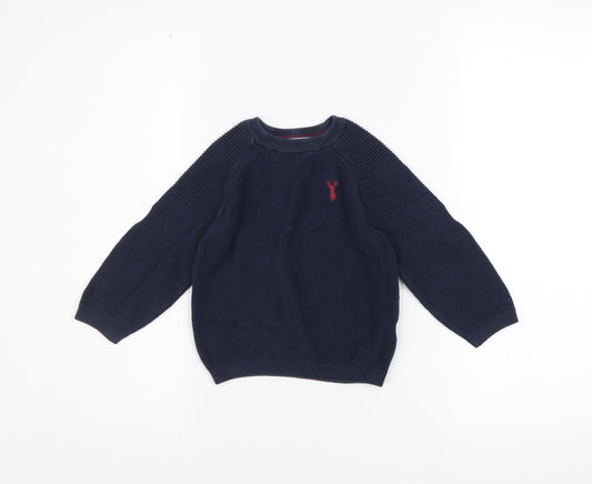 Next Boys Blue Cotton Crew Neck Jumper 3 Years