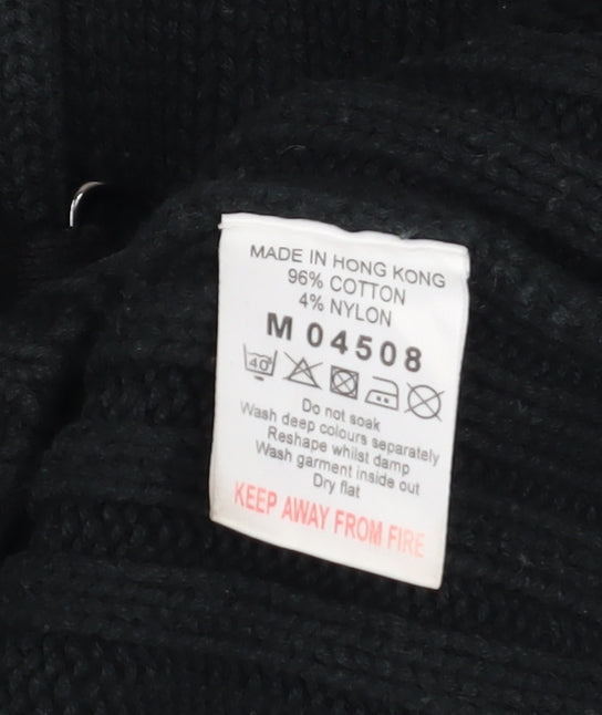 Next Women Black Hooded Knit Coatigan Size M Cotton Blend