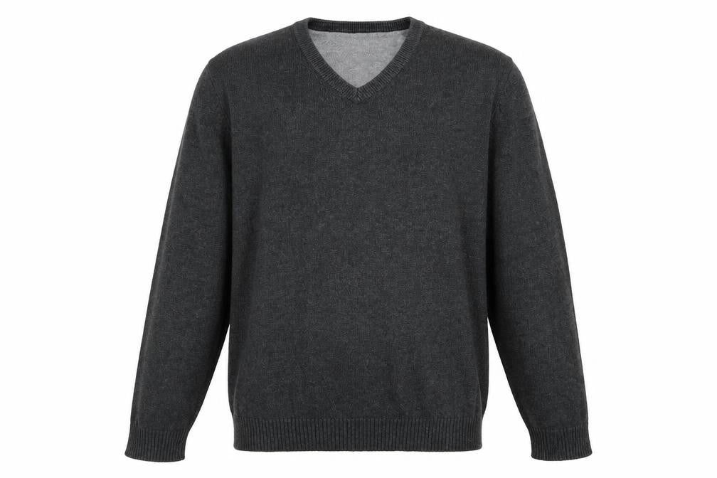 Maine New England Men's Grey Cotton V-Neck Jumper XL
