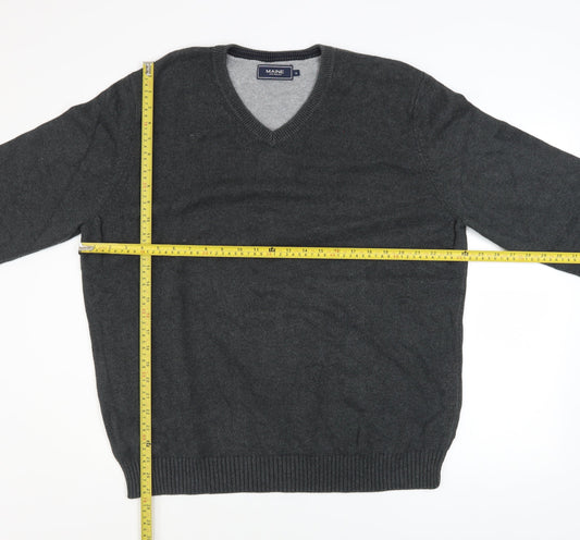 Maine New England Men's Grey Cotton V-Neck Jumper XL