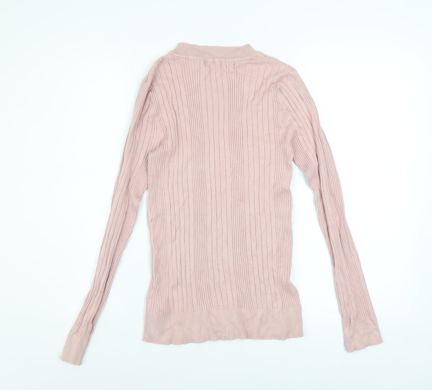 New Look Women’s Pink Ribbed Knit Jumper Size 14 Long Sleeve Pullover