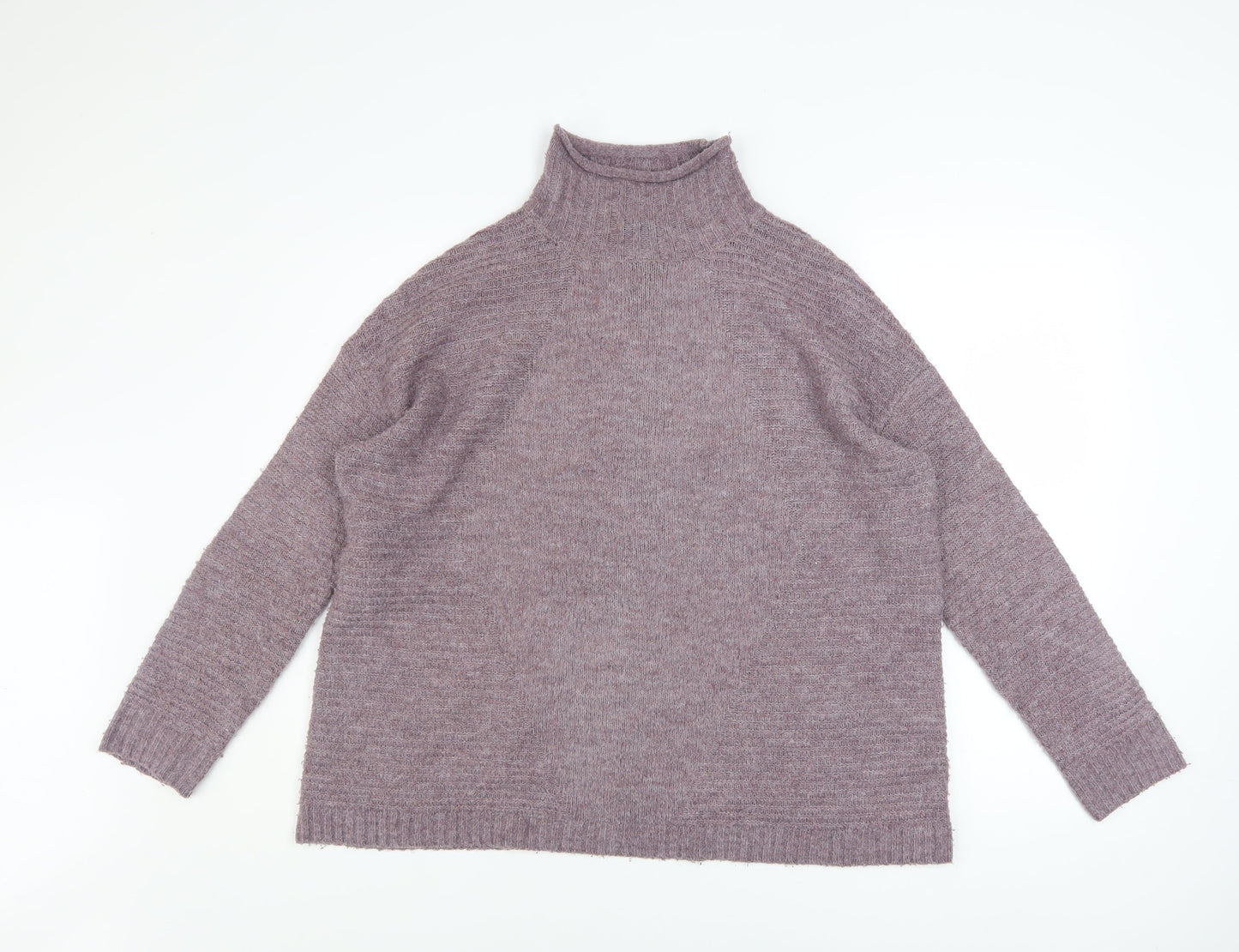 Tu Women’s Purple Mock Neck Relaxed Knit Jumper Size 12