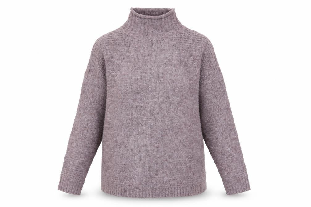 Tu Women’s Purple Mock Neck Relaxed Knit Jumper Size 12