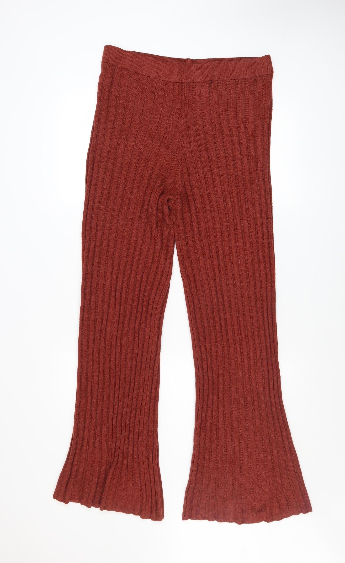 F&F Bridge Womens Brown Knit Flared Trousers Size 12