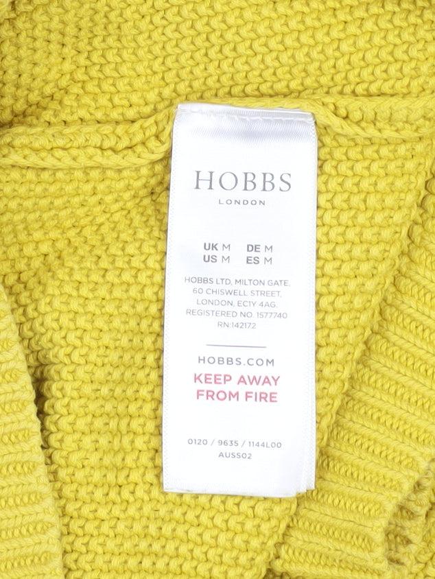 Hobbs Women Yellow Cotton Crew Neck Pullover Jumper Size M
