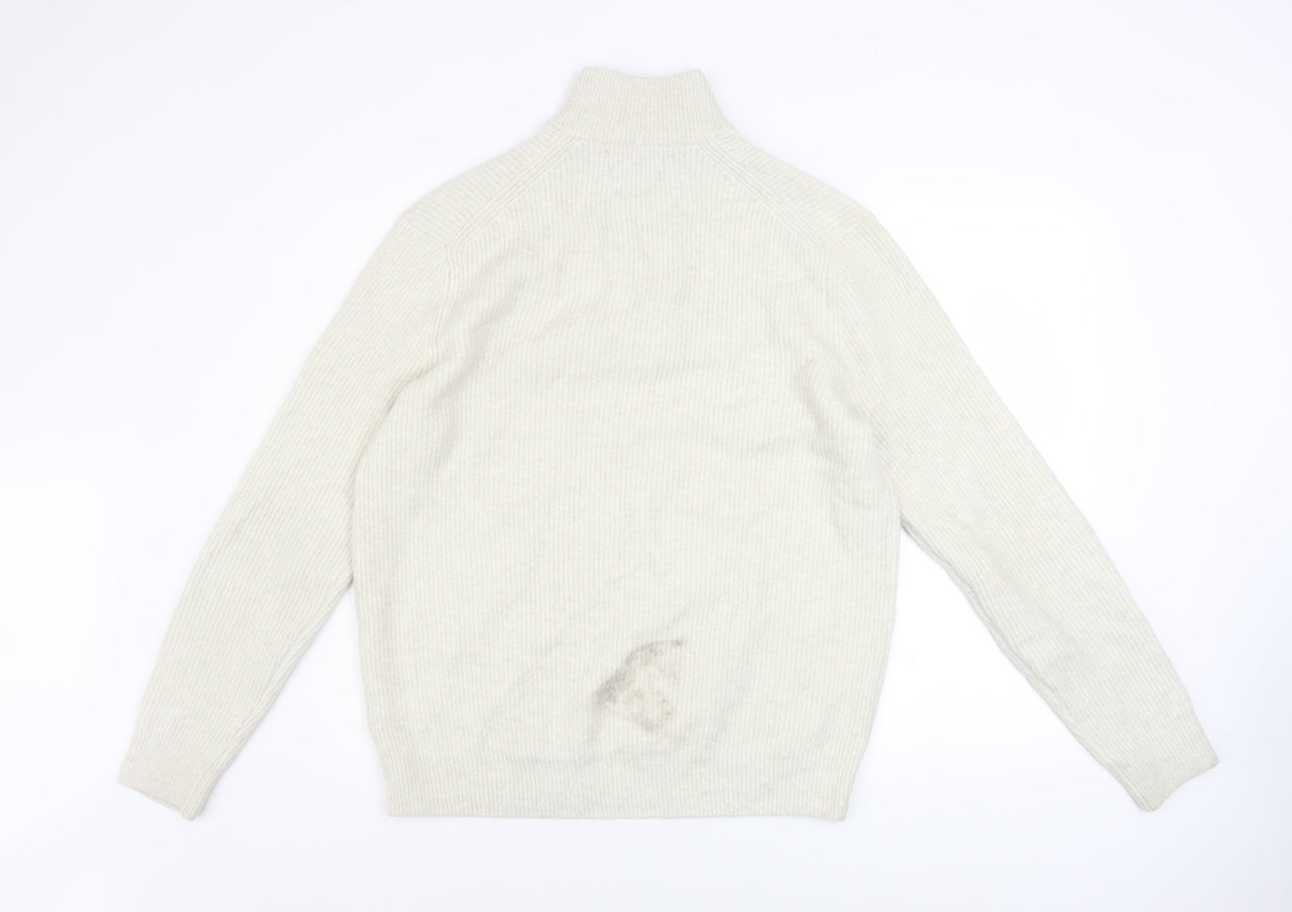 Marks and Spencer Men’s Ivory High Neck 1/2 Zip Jumper Size L