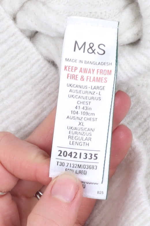 Marks and Spencer Men’s Ivory High Neck 1/2 Zip Jumper Size L