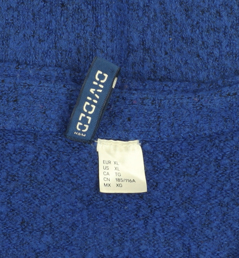 H&M Men Blue XL V-Neck Button Cardigan Knit Jumper