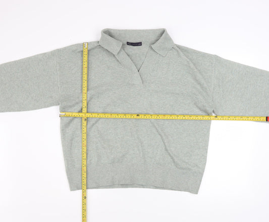 Marks and Spencer Women’s Grey Collared Pullover Jumper L Knit Long Sleeve
