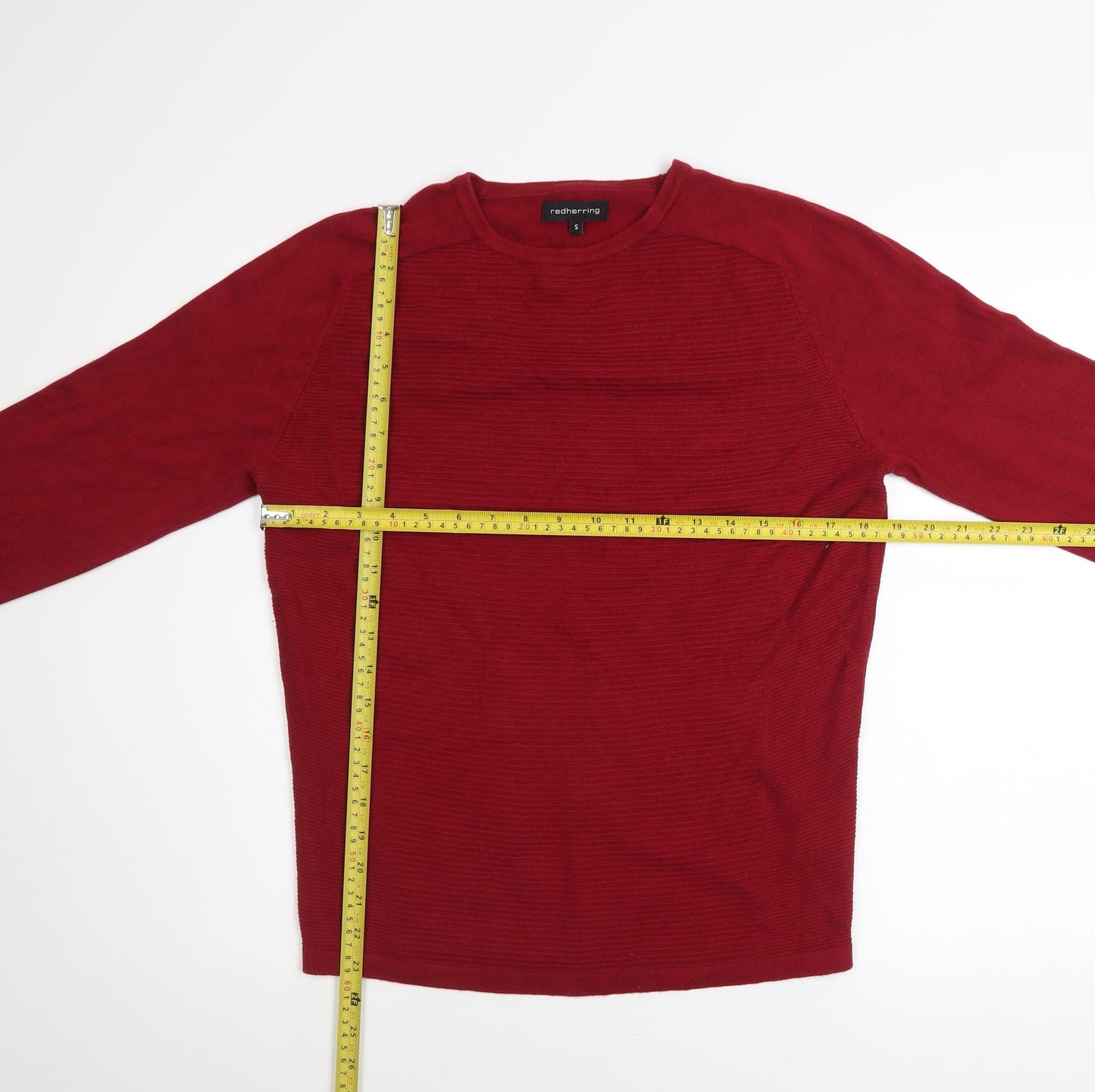 Red Herring Men's Red Cotton Crew Neck Jumper Size S