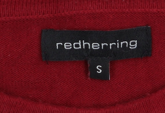Red Herring Men's Red Cotton Crew Neck Jumper Size S