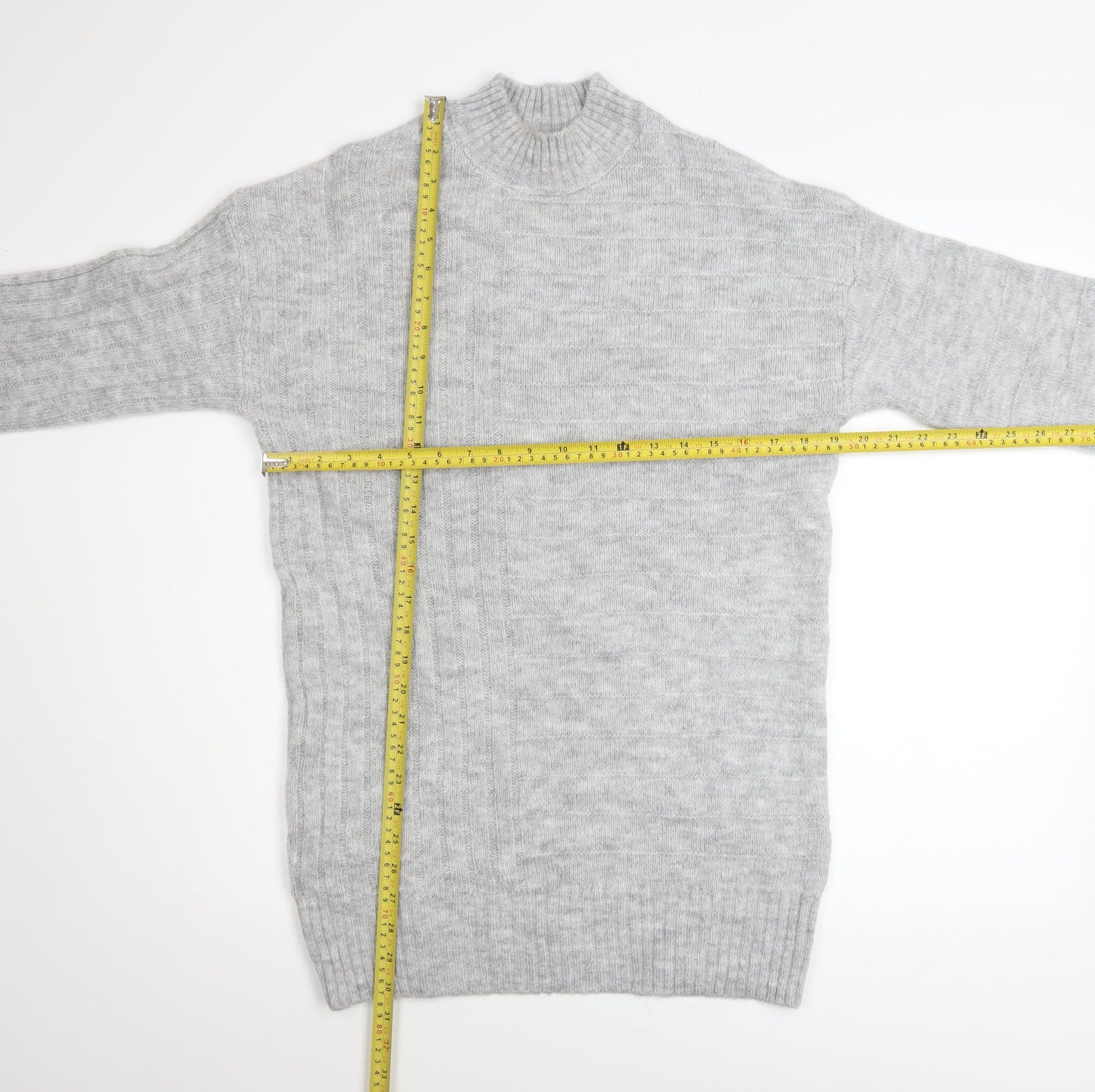 Peacocks Women Grey High Neck Knit Jumper Size S Long Sleeve