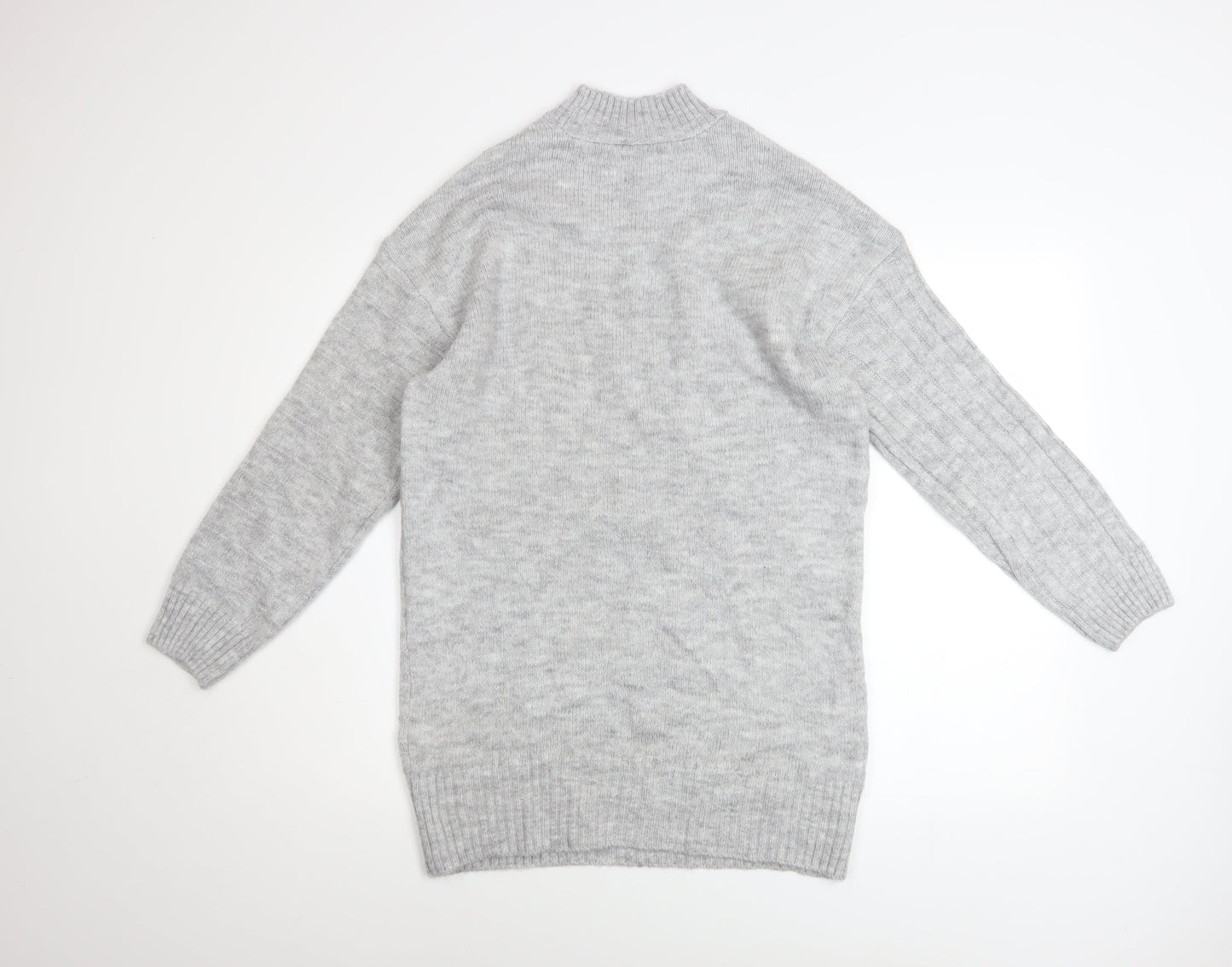 Peacocks Women Grey High Neck Knit Jumper Size S Long Sleeve