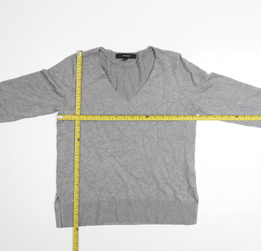 Vero Moda Women's Grey V-Neck Knit Long Sleeve Pullover Jumper Size S