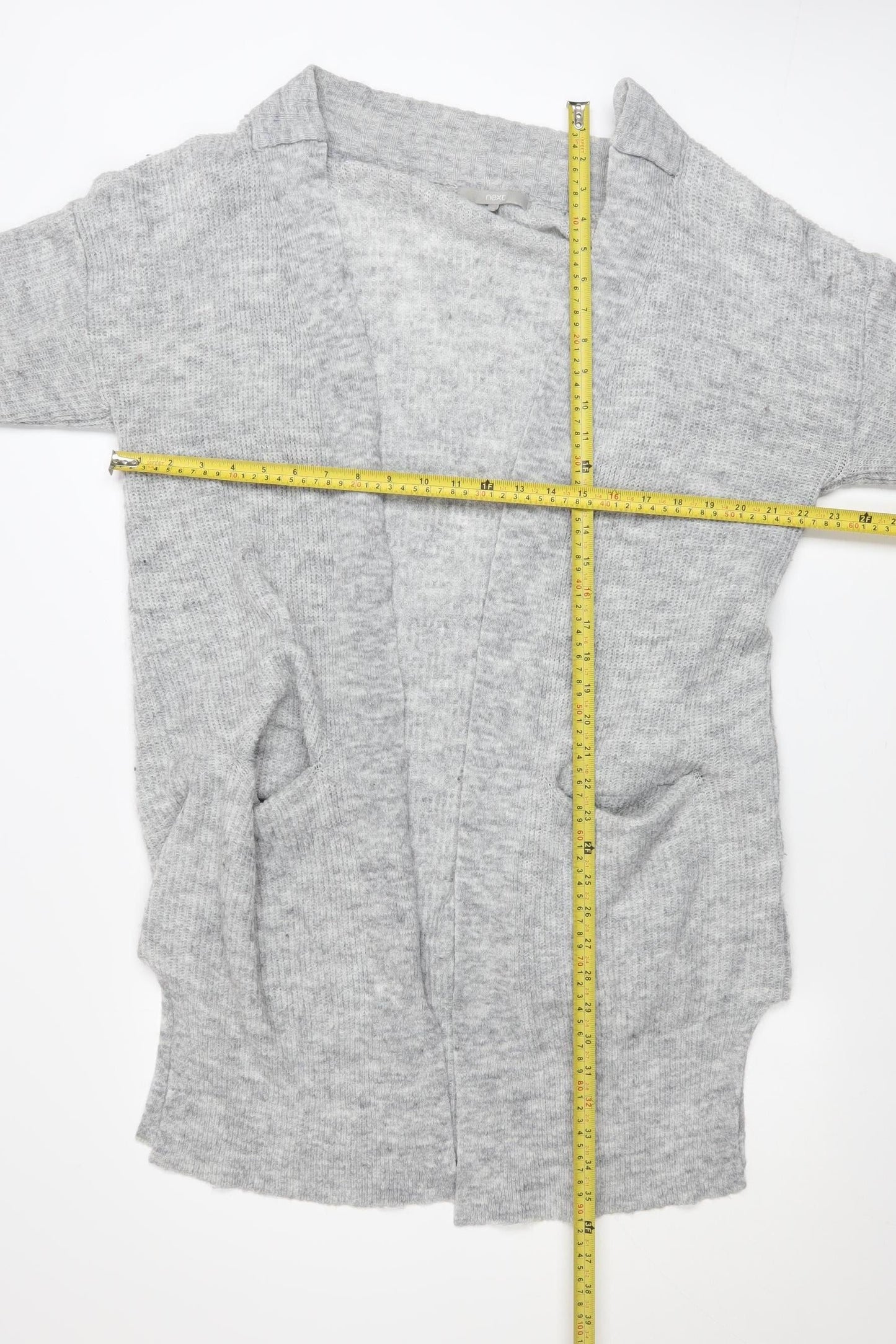 Next Women’s Grey Chunky-Knit Open Cardigan Size 12