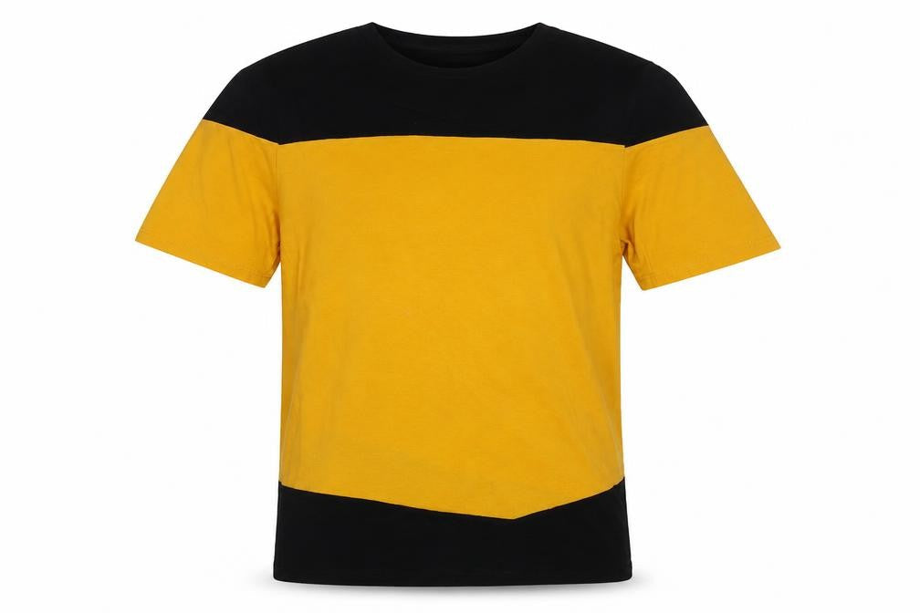 Star Trek Men's Yellow & Black Colourblock Crew Neck T-Shirt Size S