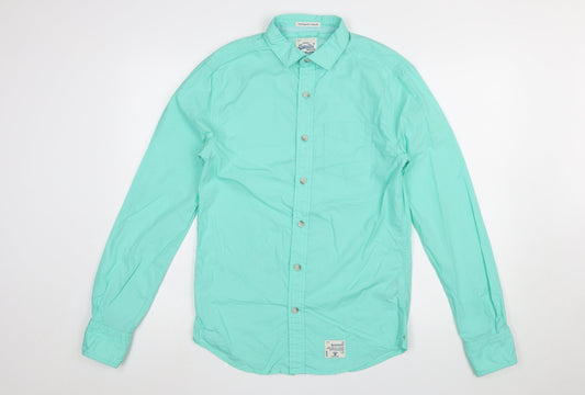 Superdry Men's Green Long Sleeve Button-Up Cotton Shirt Size S