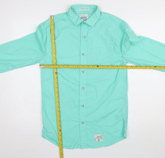 Superdry Men's Green Long Sleeve Button-Up Cotton Shirt Size S