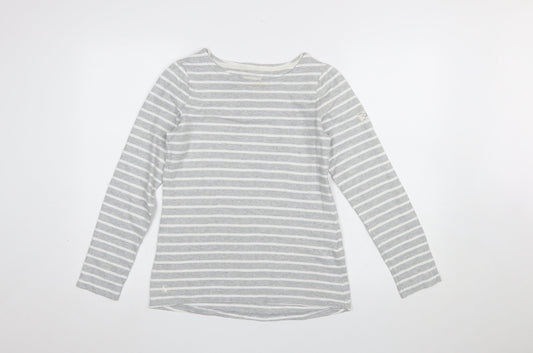 Joules Women Grey Striped Long Sleeve Nautical Cotton T-Shirt UK 6
