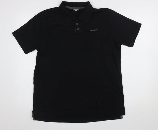 Donnay Men's Black Regular Fit Short Sleeve Polo Shirt M