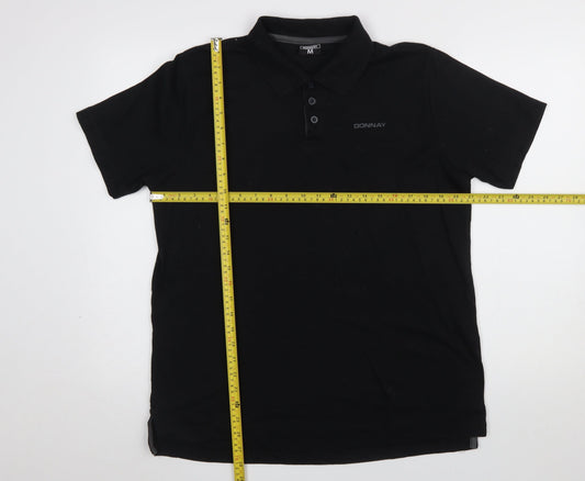 Donnay Men's Black Regular Fit Short Sleeve Polo Shirt M