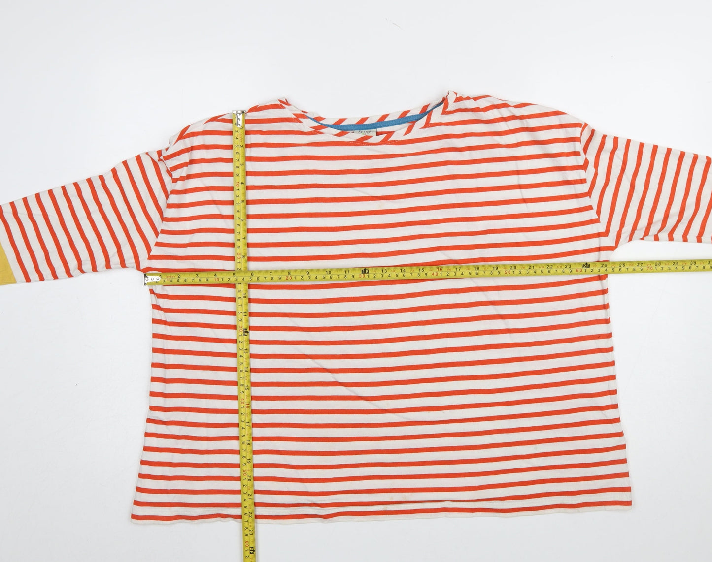 Frugi Womens Multicoloured Stripe Organic Cotton 3/4 Sleeve T-Shirt Size 8