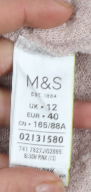 Marks and Spencer Womens Pink Long Sleeve Knit Blouse UK 12