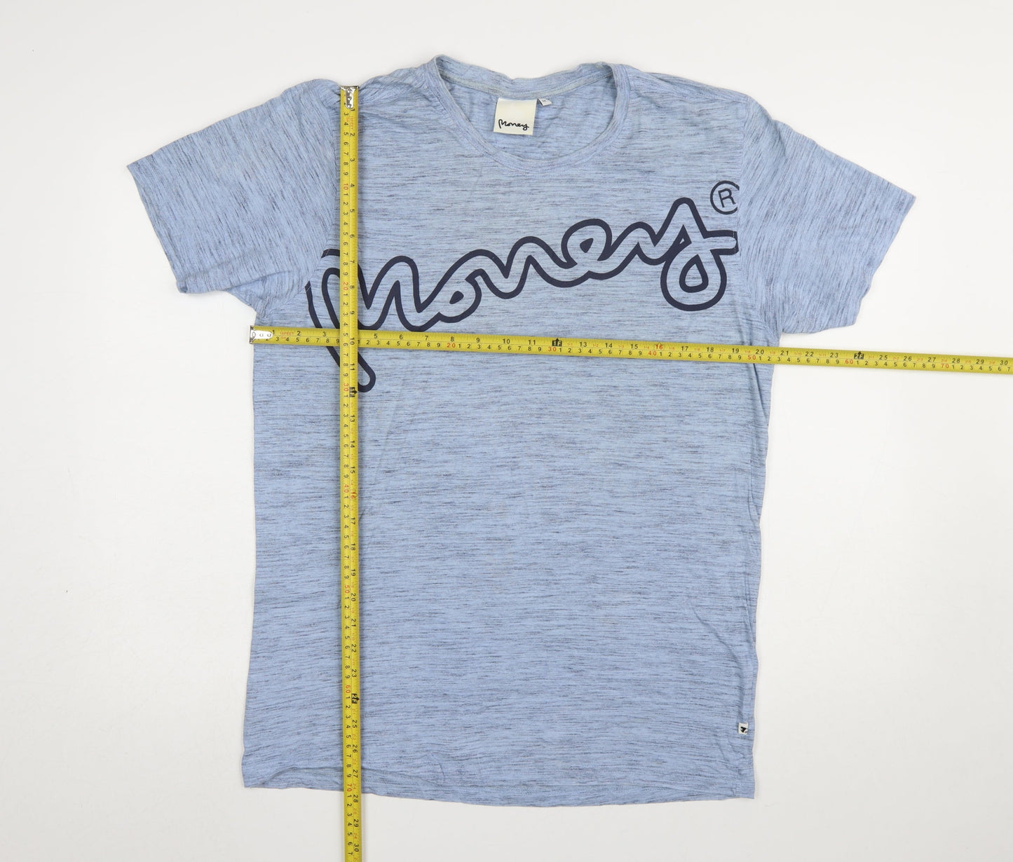 Money Men's Blue Cotton Graphic Logo T-Shirt Size M