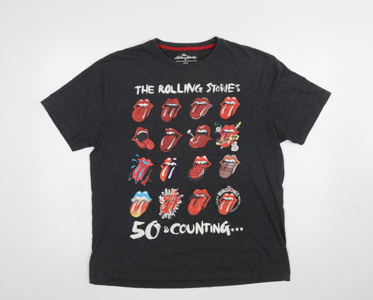 Dunnes Stores Rolling Stones Black Graphic T-Shirt Unisex M