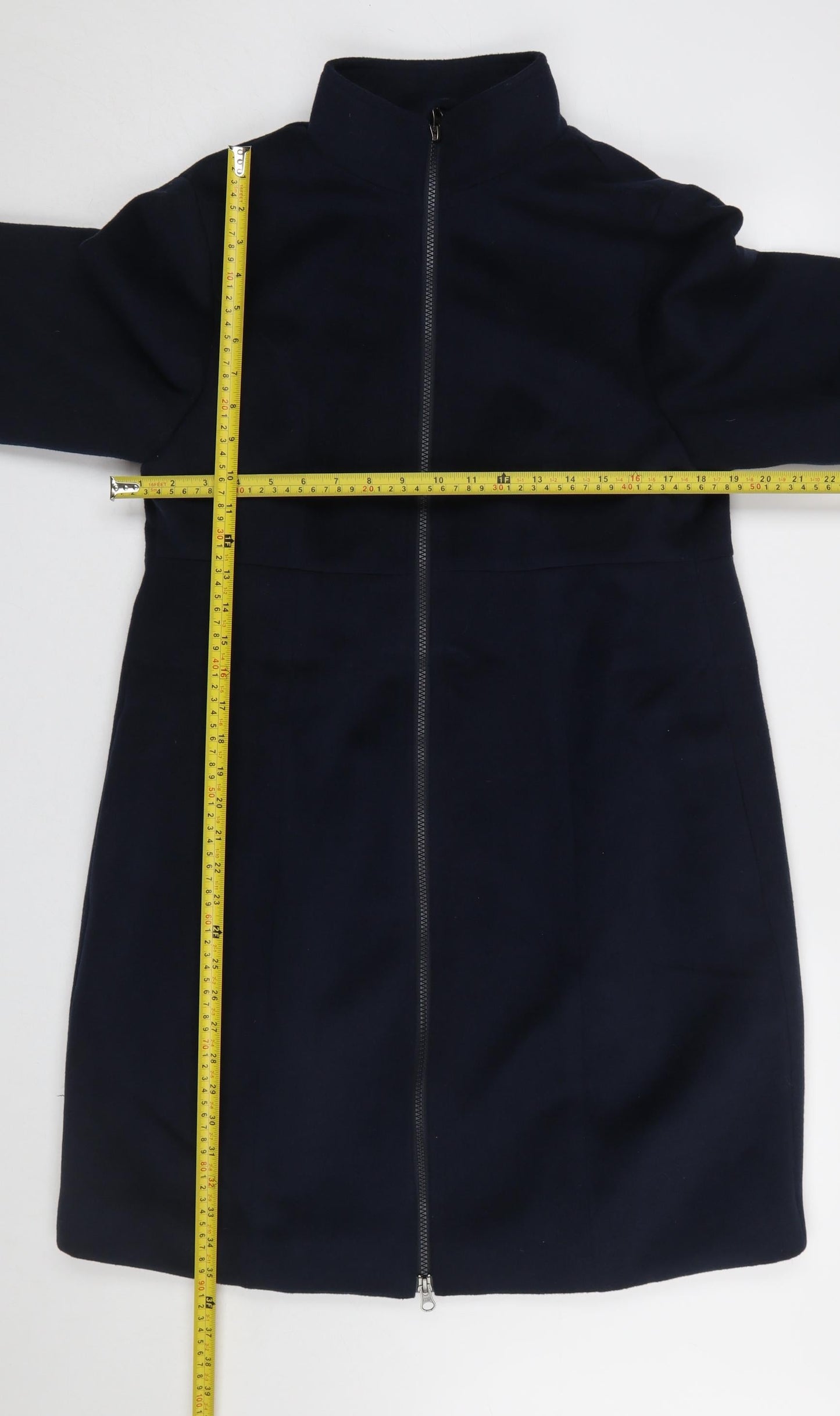 JoJo Maman Bébé Women's Blue Mid-Length Zip Coat UK 16