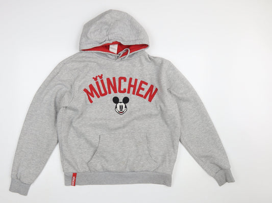 Disney Women Grey München Mickey Mouse Hoodie Size 14