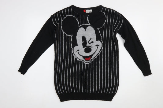 Disney Womens Black XS Mickey Mouse Knitted Pullover Jumper