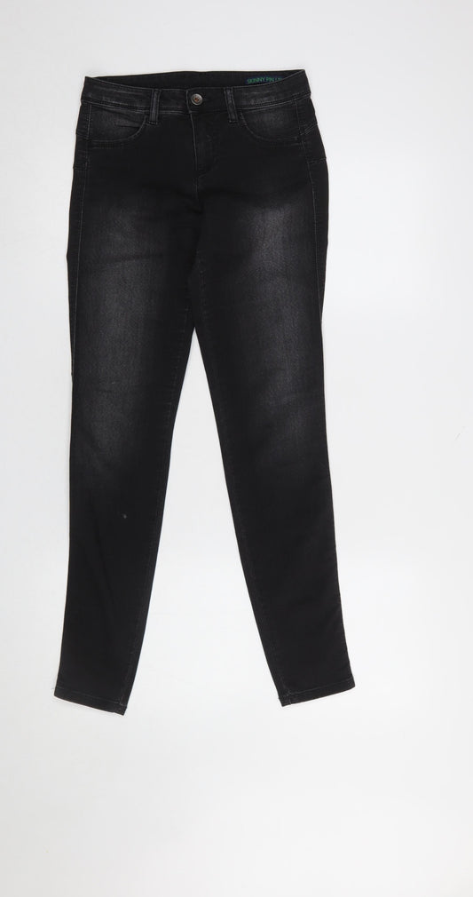 Benetton Women's Black Skinny Denim Jeans Size 25 Slim Fit