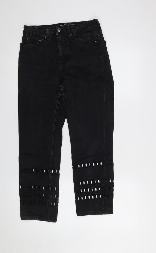 Topshop Moto Black Cropped High Rise Jeans Women's Size 8 W26 L30
