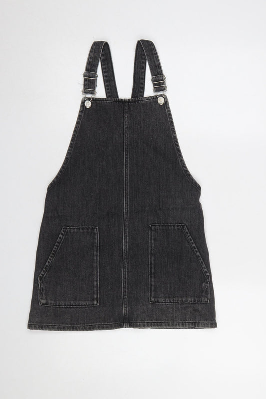 Topshop Women’s Black Denim Pinafore Dress Size 6