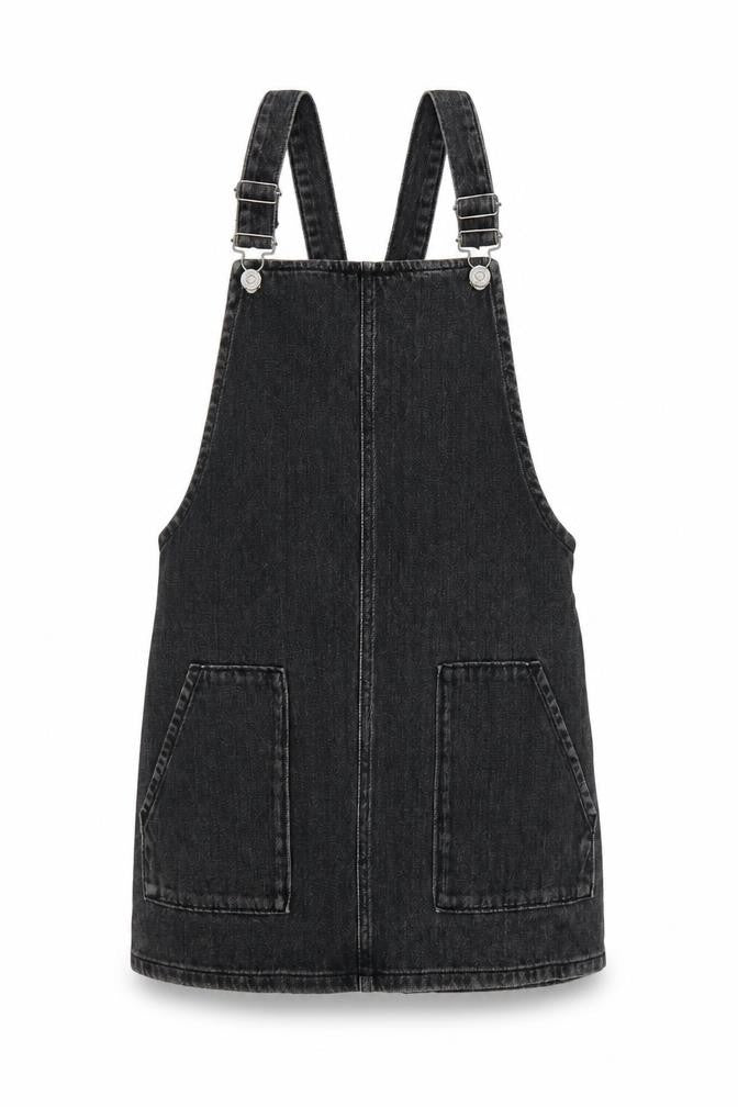 Topshop Women’s Black Denim Pinafore Dress Size 6