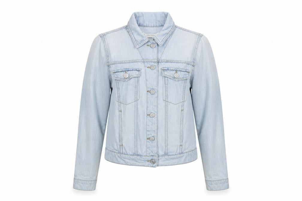 Mango Women Blue XS Denim Basic Jacket Buttoned Cotton